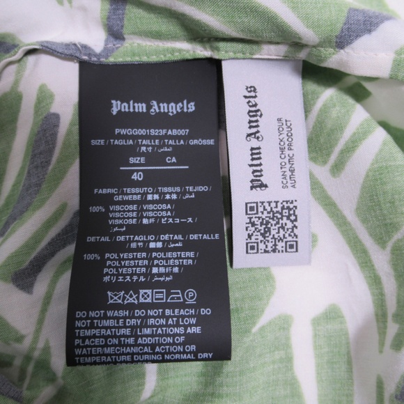 Palm Angels Women's Hibiscus Bowling Shirt Over Green White Size S Super Relaxed - Picture 9 of 12